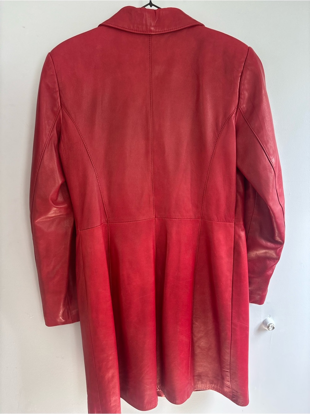 Danier Red Leather 3/4 length Button-Front Coat - Picture 5 of 5